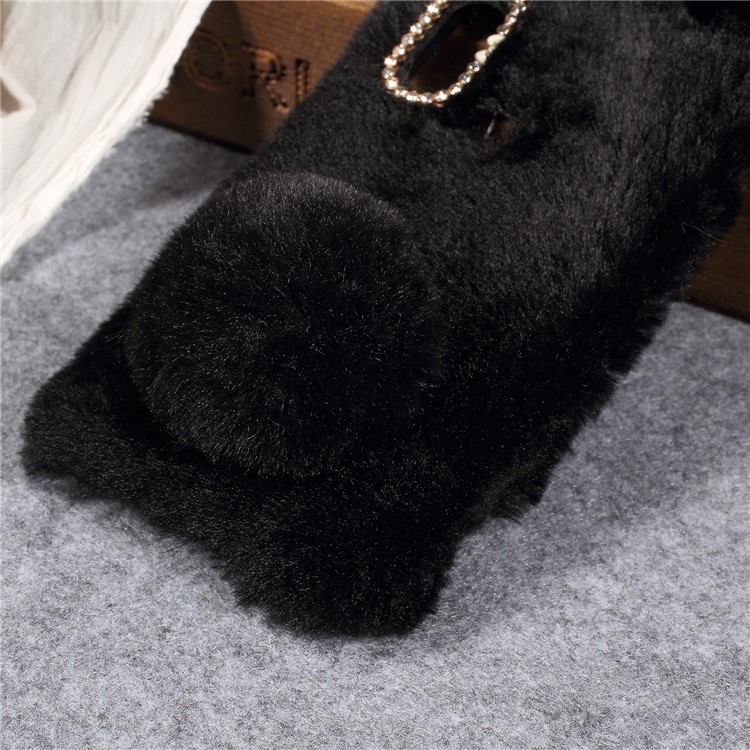 Rabbit Shape Fluffy Fur Coated TPU Rhinestone Back Case for Xiaomi Mi A2 Lite / Redmi 6 Pro - Black-2