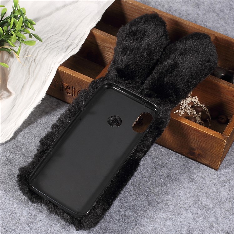 Rabbit Shape Fluffy Fur Coated TPU Rhinestone Back Case for Xiaomi Mi A2 Lite / Redmi 6 Pro - Black-4