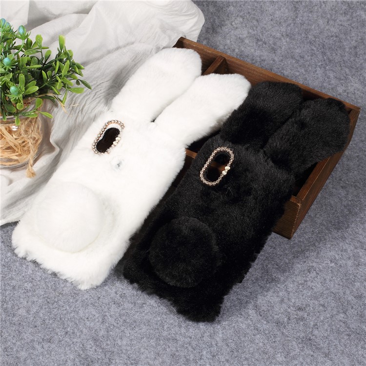 Rabbit Shape Fluffy Fur Coated TPU Rhinestone Back Shell for Xiaomi Mi A2 Lite / Redmi 6 Pro - White-5