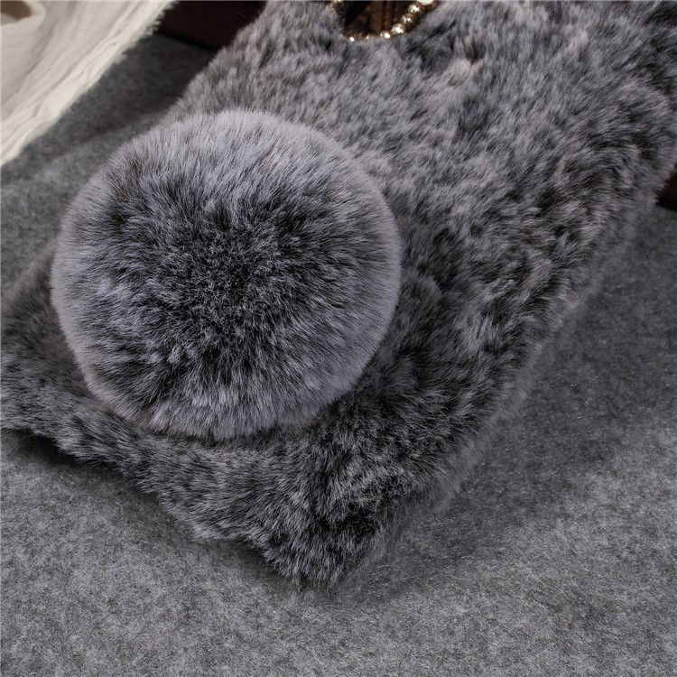 Rabbit Shape Fluffy Fur Coated TPU Rhinestone Back Cellphone Cover for Xiaomi Mi A2 Lite / Redmi 6 Pro - Dark Grey-2