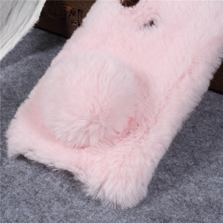 Rabbit Shape Fluffy Fur Coated TPU Rhinestone Phone Cover for Xiaomi Redmi S2 / Redmi Y2 - Pink-2
