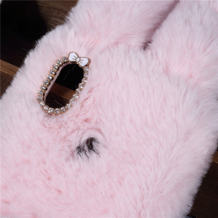 Rabbit Shape Fluffy Fur Coated TPU Rhinestone Phone Cover for Xiaomi Redmi S2 / Redmi Y2 - Pink-3