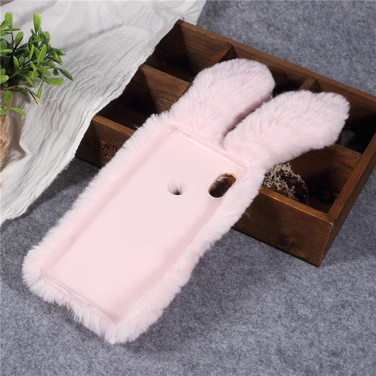Rabbit Shape Fluffy Fur Coated TPU Rhinestone Phone Cover for Xiaomi Redmi S2 / Redmi Y2 - Pink-4