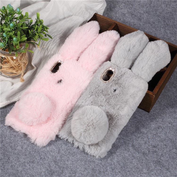 Rabbit Shape Fluffy Fur Coated TPU Rhinestone Phone Cover for Xiaomi Redmi S2 / Redmi Y2 - Pink-5