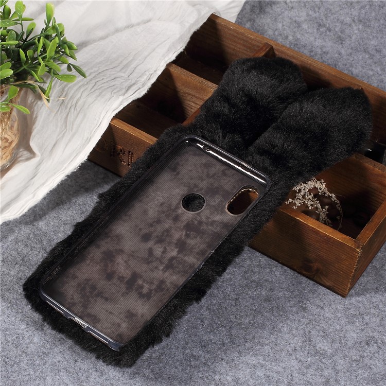 Rabbit Shape Fluffy Fur Coated TPU Rhinestone Phone Casing for Xiaomi Redmi S2 / Redmi Y2 - Black-2