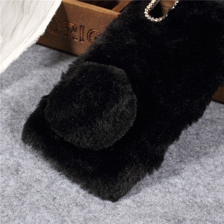 Rabbit Shape Fluffy Fur Coated TPU Rhinestone Phone Casing for Xiaomi Redmi S2 / Redmi Y2 - Black-3