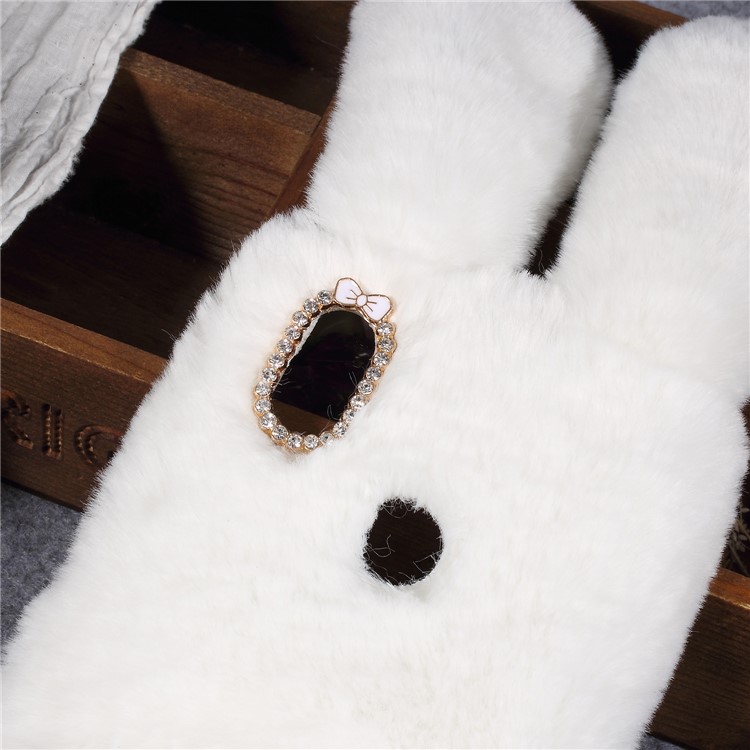 Rabbit Shape Fluffy Fur Coated TPU Rhinestone Phone Casing Cover for Xiaomi Redmi S2 / Redmi Y2 - White-2