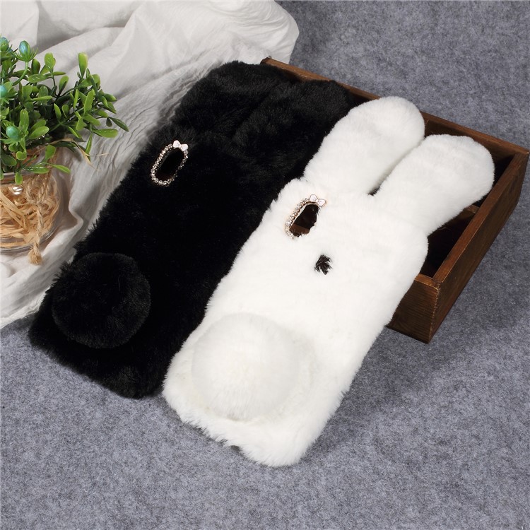 Rabbit Shape Fluffy Fur Coated TPU Rhinestone Phone Casing Cover for Xiaomi Redmi S2 / Redmi Y2 - White-5