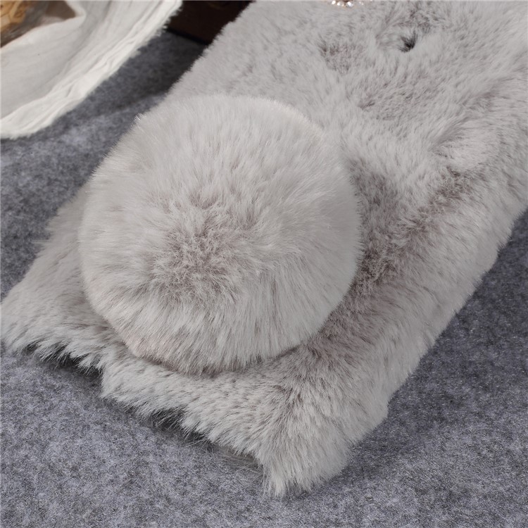 Rabbit Shape Fluffy Fur Coated TPU Rhinestone Phone Shell for Xiaomi Redmi S2 / Redmi Y2 - Light Grey-4