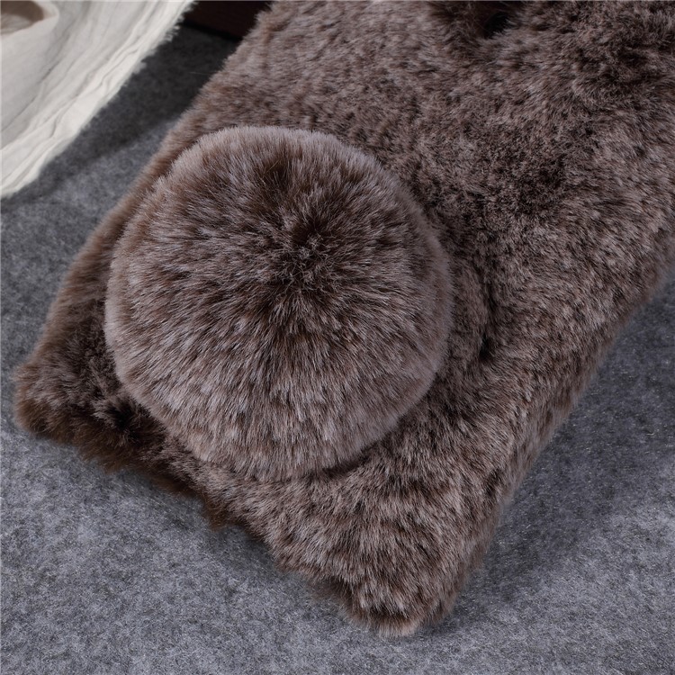 Rabbit Shape Fluffy Fur Coated TPU Rhinestone Cellphone Case for Xiaomi Redmi S2 / Redmi Y2 - Coffee-2