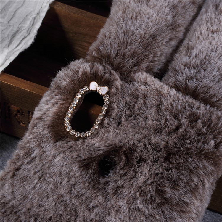 Rabbit Shape Fluffy Fur Coated TPU Rhinestone Cellphone Case for Xiaomi Redmi S2 / Redmi Y2 - Coffee-3