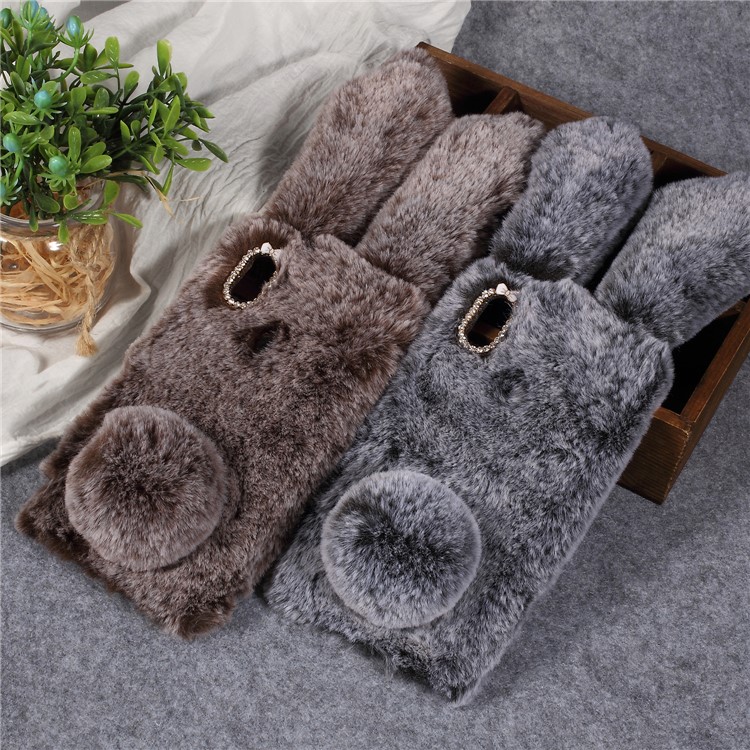 Rabbit Shape Fluffy Fur Coated TPU Rhinestone Cellphone Case for Xiaomi Redmi S2 / Redmi Y2 - Coffee-5