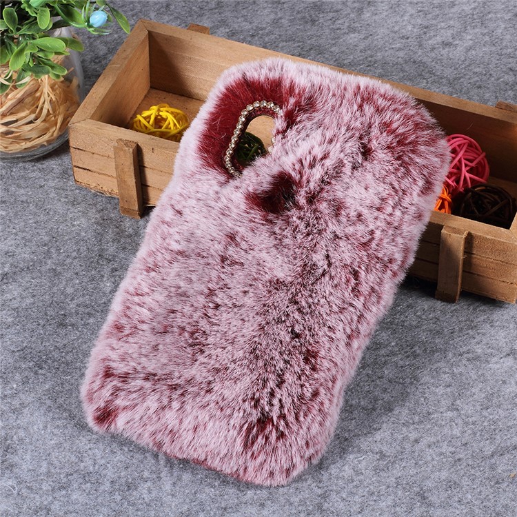 Soft Fur Coated Rhinestone TPU Case for Xiaomi Redmi Note 5 Pro (Dual Camera) / Redmi Note 5 (China) - Wine Red-1