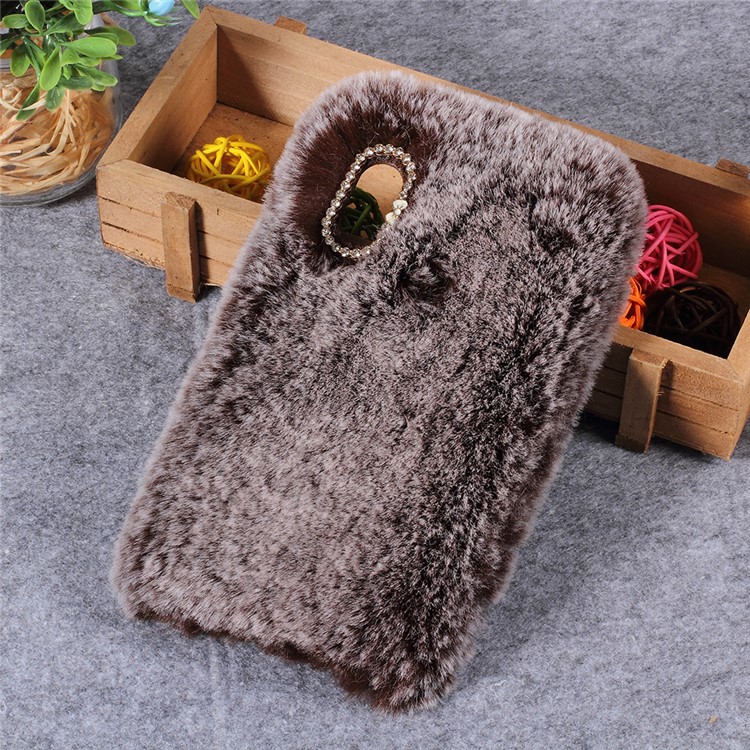 Soft Fur Coated Rhinestone TPU Mobile Phone Case for Xiaomi Redmi Note 5 Pro (Dual Camera) / Redmi Note 5 (China) - Coffee-1
