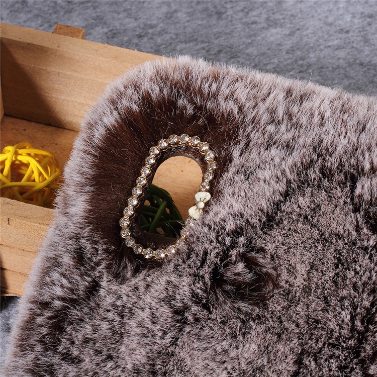 Soft Fur Coated Rhinestone TPU Mobile Phone Case for Xiaomi Redmi Note 5 Pro (Dual Camera) / Redmi Note 5 (China) - Coffee-2