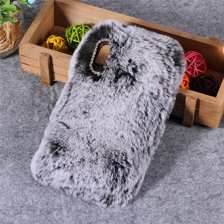 Soft Fur Coated Rhinestone TPU Phone Case Cover for Xiaomi Mi A2 Lite / Redmi 6 Pro - Grey-1
