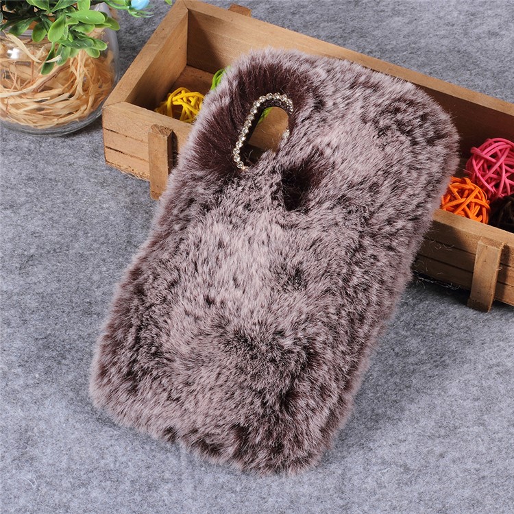 Soft Fur Coated Rhinestone TPU Phone Casing Shell for Xiaomi Mi A2 Lite / Redmi 6 Pro - Brown-1