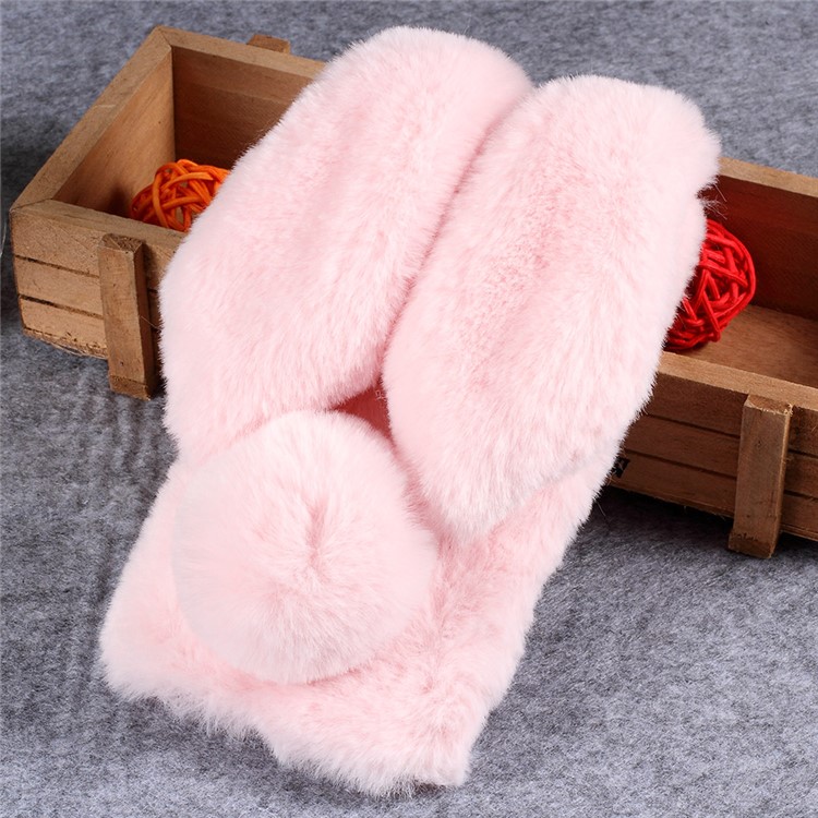 Rabbit Shape Fluffy Fur Coated TPU Rhinestone Phone Cover Shell for Xiaomi Redmi 6A (Single 12MP Rear Camera) - Pink-2