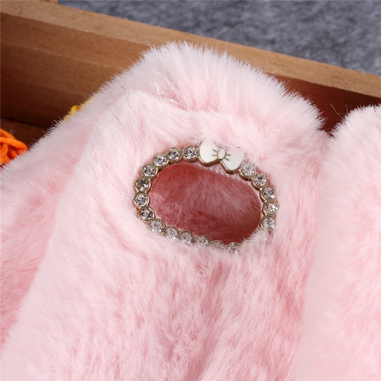 Rabbit Shape Fluffy Fur Coated TPU Rhinestone Phone Cover Shell for Xiaomi Redmi 6A (Single 12MP Rear Camera) - Pink-3