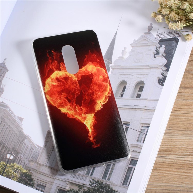 Softlyfit Embossment Pattern Printing Cellphone Case for Xiaomi Redmi Note 4 (TPU) - Burning Flames-1