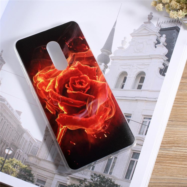 Softlyfit Embossed Pattern Phone Case Accessory for Xiaomi Redmi Note 4 (TPU) - Rose on Fire-1