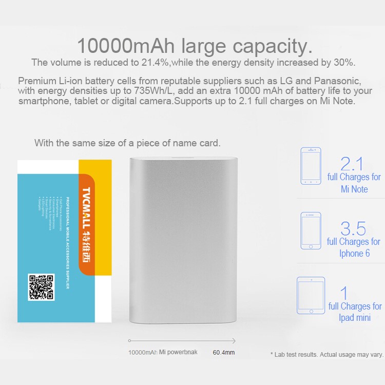 DC 5.1V 2.1A XIAOMI Aluminum Shell 10000mAh Slim Power Bank for Pokemon Game/iPhone/Samsung etc - Silver-2