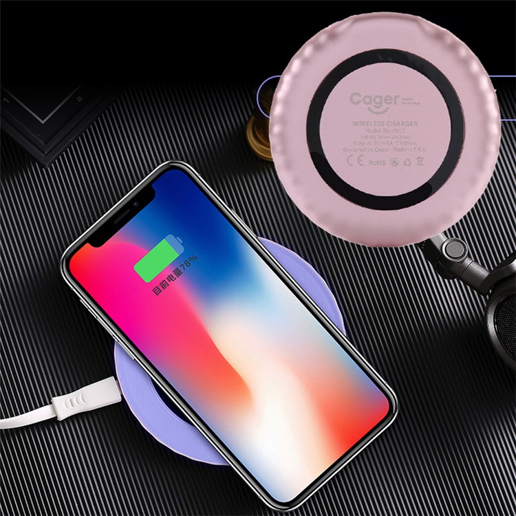 CAGER WL1 Slim Round Qi Wireless Charging Pad for iPhone X/Galaxy S8-1