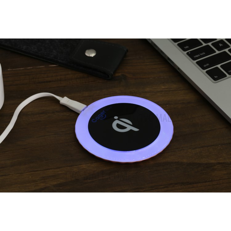 CAGER WL1 Slim Round Qi Wireless Charging Pad for iPhone X/Galaxy S8-8