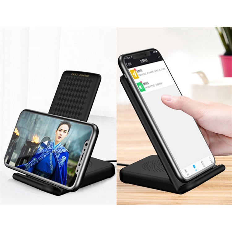 Multifunctional Ports Qi Wireless Charger Stand for iPhone Samsung LG Etc - Black-3