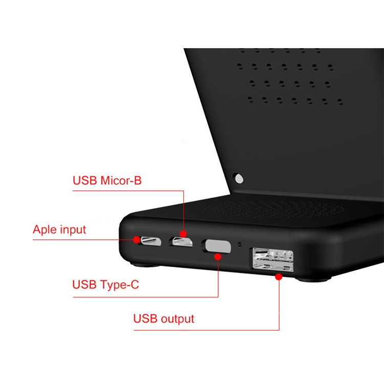 Multifunctional Ports Qi Wireless Charger Stand for iPhone Samsung LG Etc - Black-7