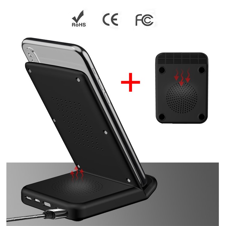 Multifunctional Ports Qi Wireless Charger Stand for iPhone Samsung LG Etc - Black-8