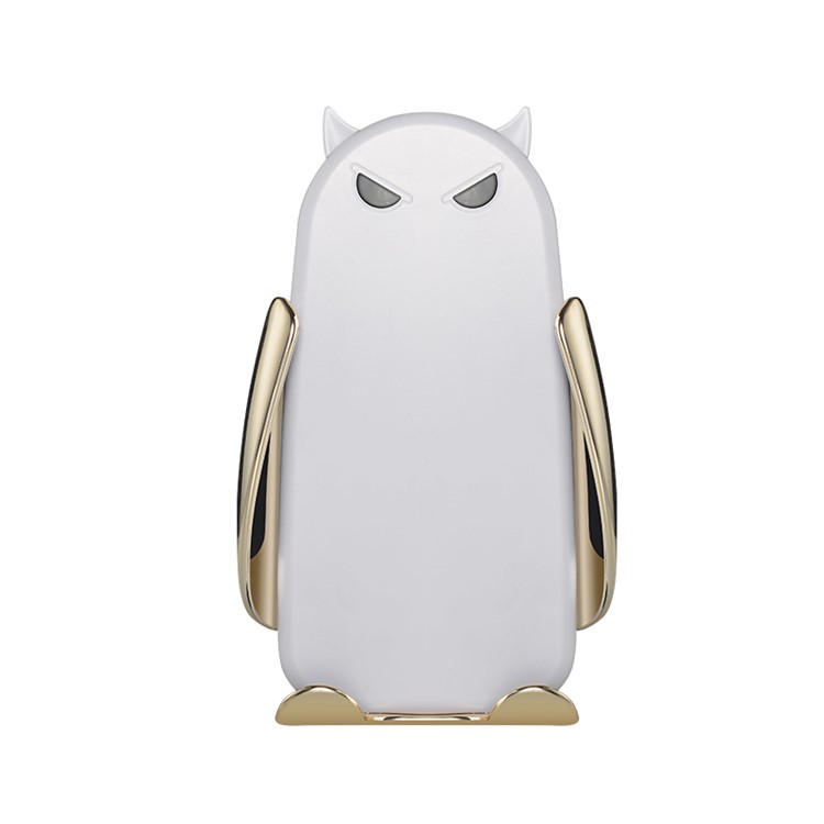 Devil Shape Intelligent Infrared Sensor Auto Clamping Wireless Car Charger Phone Navigation Bracket - White