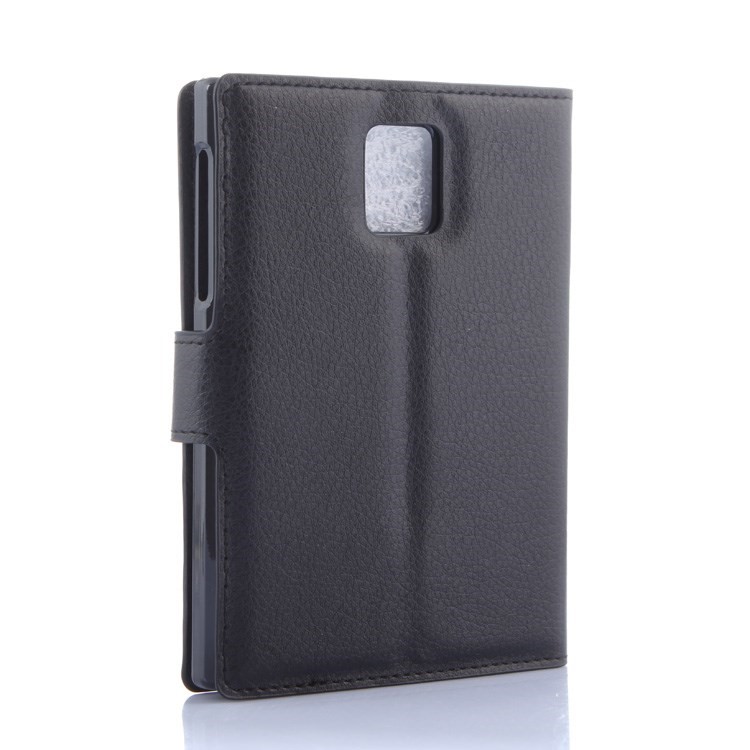Litchi Grain Leather Wallet Folio Case for BlackBerry Passport Q30 - Black-2
