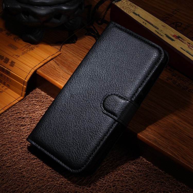Litchi Texture Leather Stand Case for Motorola Moto G2 G (2nd gen) XT1063 XT1072 / Dual SIM - Black-1