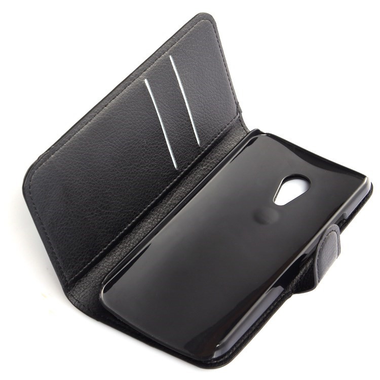 Litchi Texture Leather Stand Case for Motorola Moto G2 G (2nd gen) XT1063 XT1072 / Dual SIM - Black-11