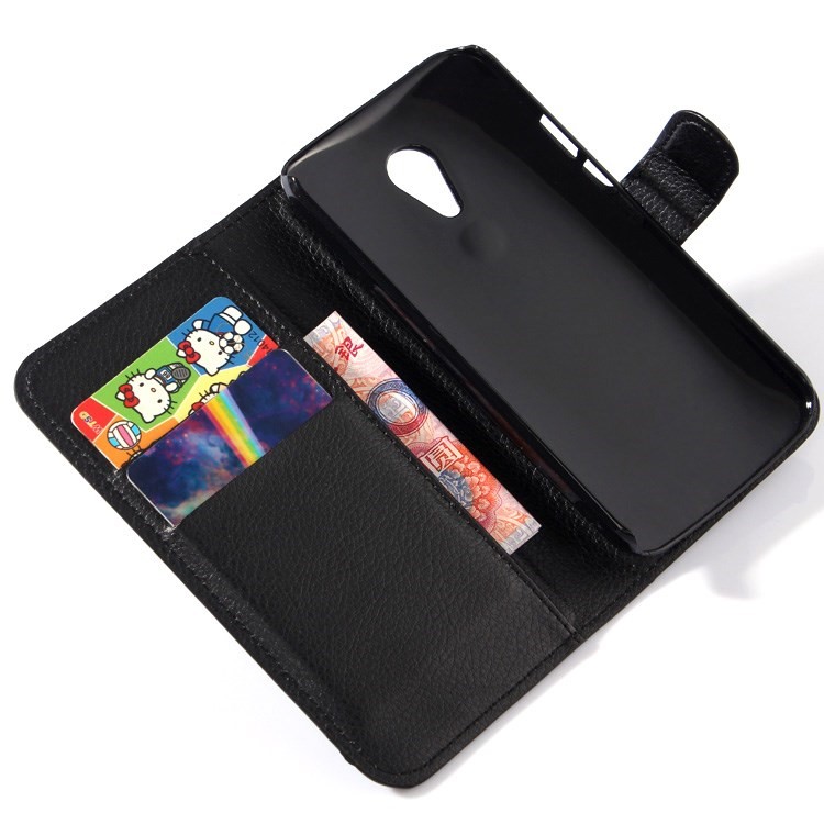 Litchi Texture Leather Stand Case for Motorola Moto G2 G (2nd gen) XT1063 XT1072 / Dual SIM - Black-8