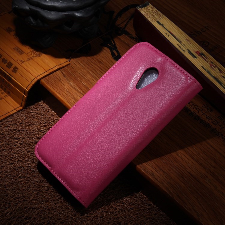 Litchi Texture Leather Flip Case Stand for Motorola Moto G2 G (2nd gen) XT1063 XT1072 / Dual SIM - Rose-1