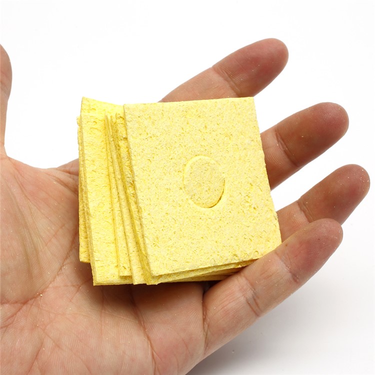 Ein Stück Lötkolben Spitze Schweiß Reinigungsschwamm 6x6cm - Gelb-2
