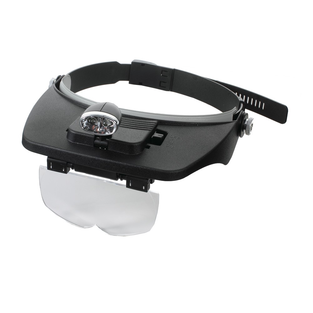 2-LED Headband Magnifier Magnifying Glass Loupe for Reading Jewelry Appraisal Etc (MG81001-A)-1