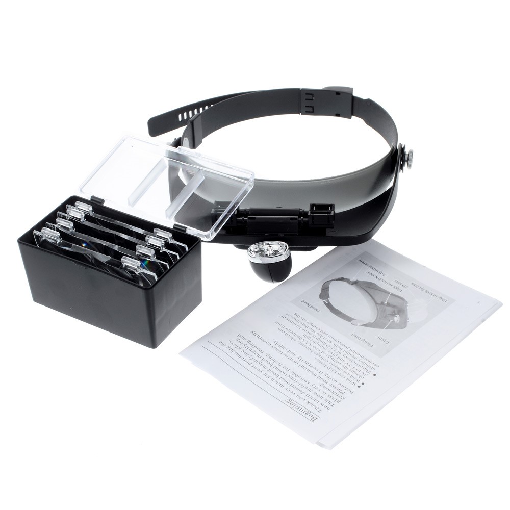 2-LED Headband Magnifier Magnifying Glass Loupe for Reading Jewelry Appraisal Etc (MG81001-A)-3