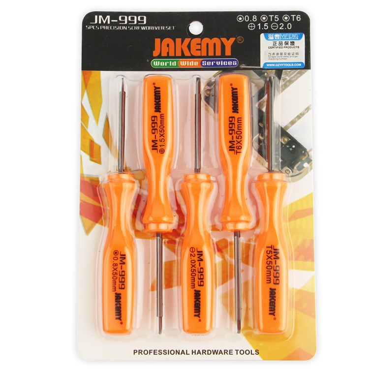 JAKEMY JM-999 5Pcs/Set Torx Pentagon Philips Screwdriver Repair Tool Kit-7