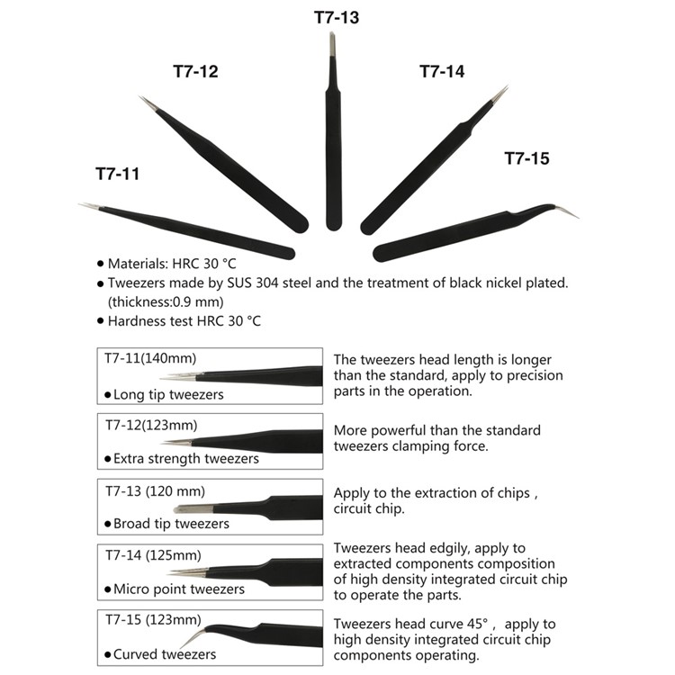JAKEMY T7-13 Anti-Static Broad Tip Tweezer-10