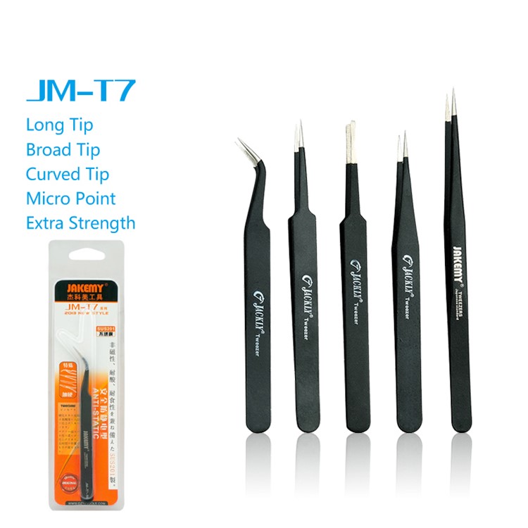JAKEMY T7-13 Anti-Static Broad Tip Tweezer-8