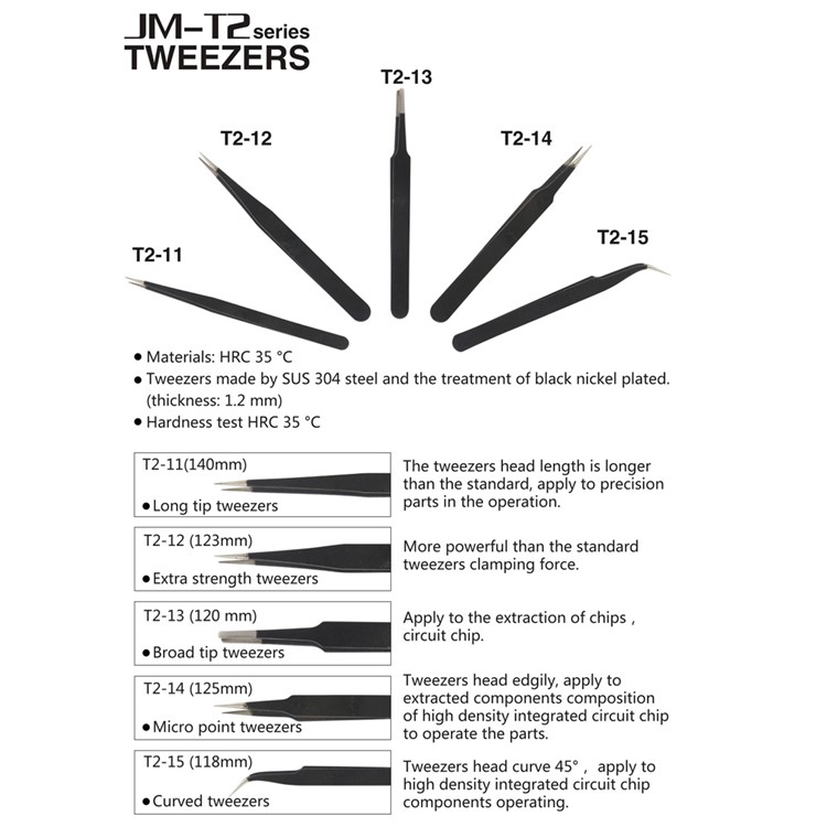 JAKEMY JM-T2-T14 Professional Micro Point Tweezers-7