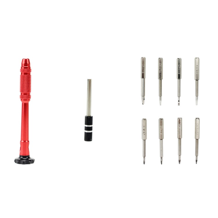 10-in-1 Professional Non-slip Handle with Philips Slotted Pentagon Torx Screwdriver Bits - Red-1