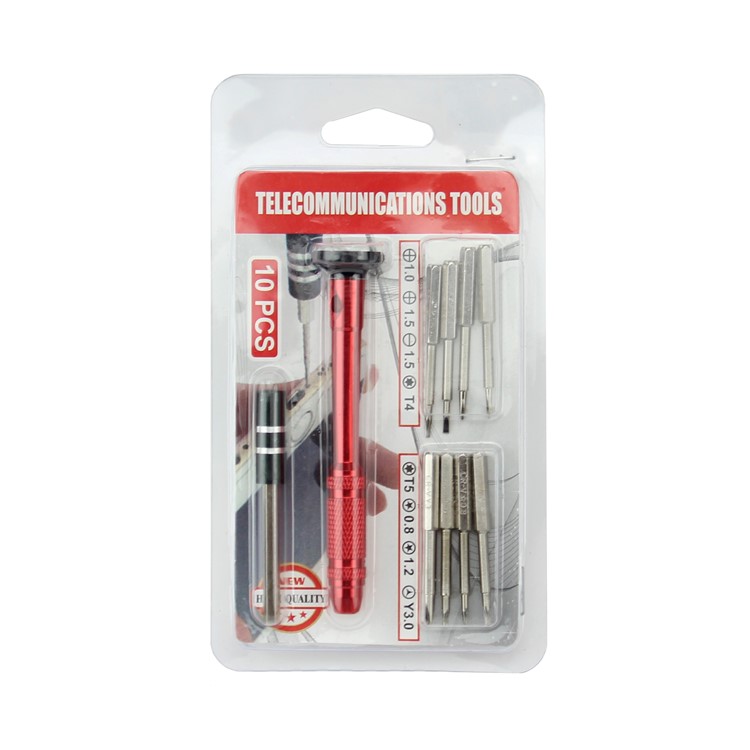 10-in-1 Professional Non-slip Handle with Philips Slotted Pentagon Torx Screwdriver Bits - Red-3