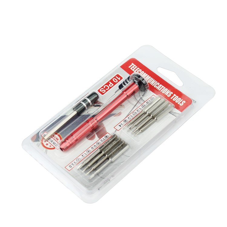 10-in-1 Professional Non-slip Handle with Philips Slotted Pentagon Torx Screwdriver Bits - Red-5