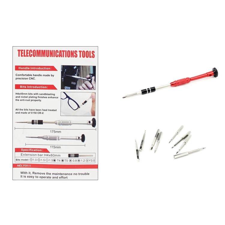 10-in-1 Professional Non-slip Handle with Philips Slotted Pentagon Torx Screwdriver Bits - Red-13