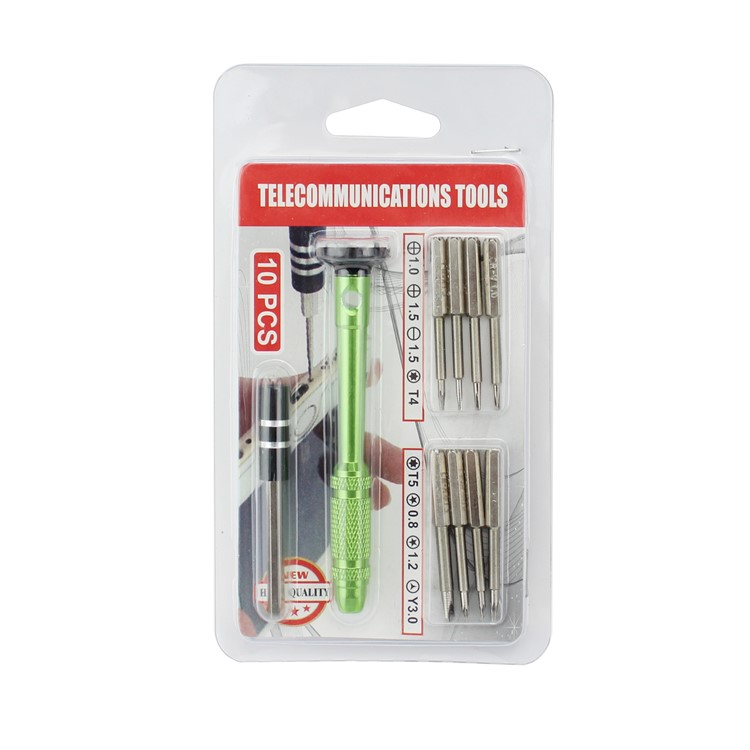 10-in-1 Professional Non-slip Handle with Pentagon Philips Slotted Torx Screwdriver Bits - Green-13