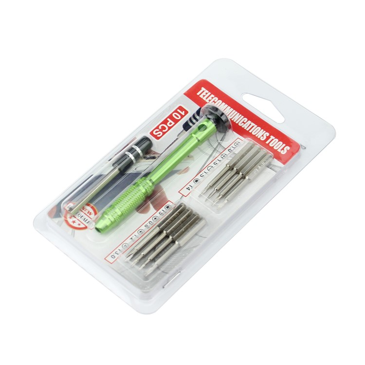10-in-1 Professional Non-slip Handle with Pentagon Philips Slotted Torx Screwdriver Bits - Green-15